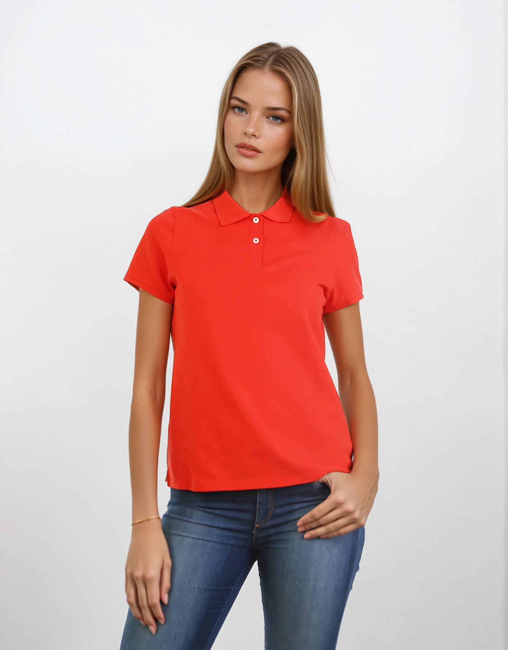 women cotton stretch polo (print)